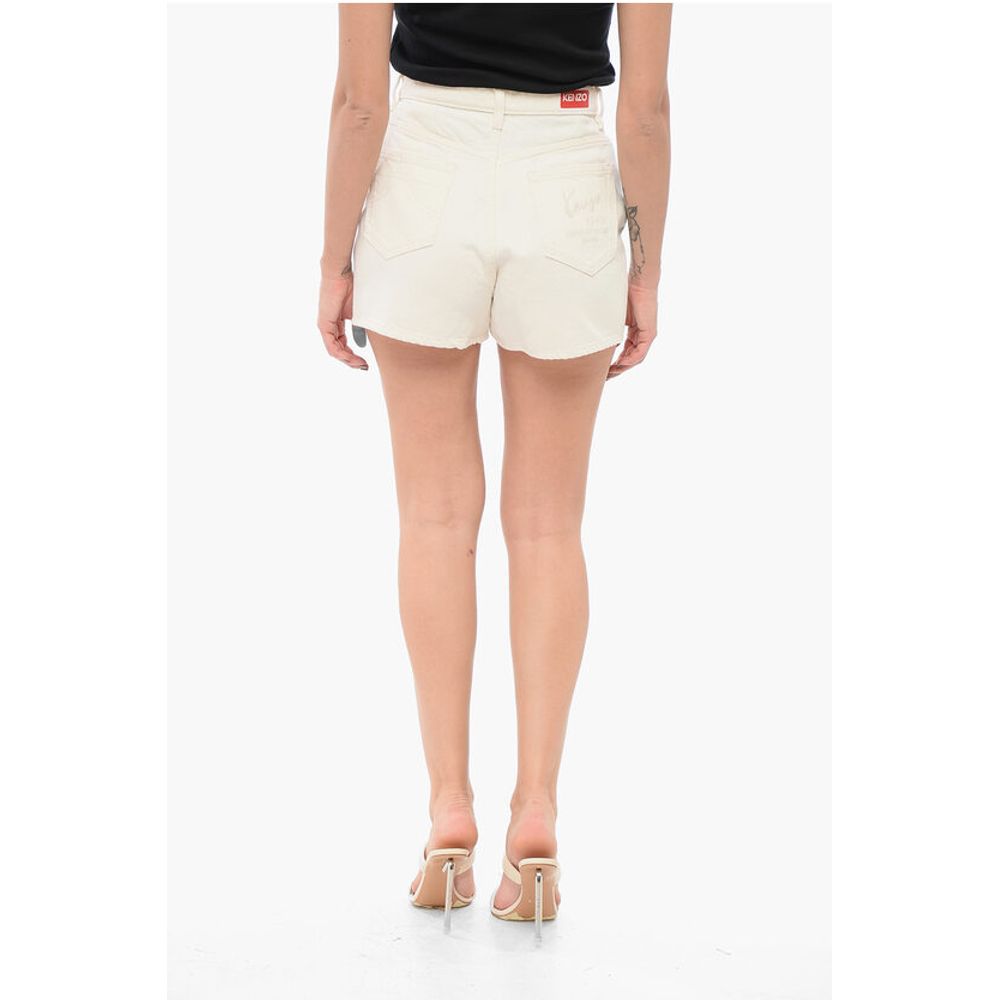 Denim Shorts with Logoed Back Pocket