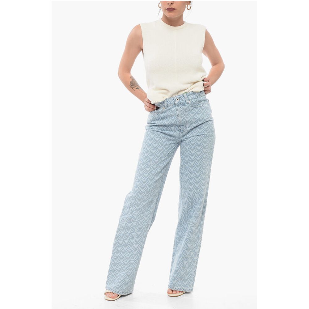 Rainbow Patterned SEIGAIHA AYAME Straight Fit Denims 23cm