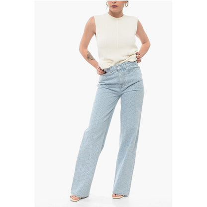 Rainbow Patterned SEIGAIHA AYAME Straight Fit Denims 23cm