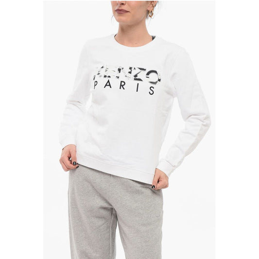 Crew Neck Cotton Sweatshirt with Embroidered Logo