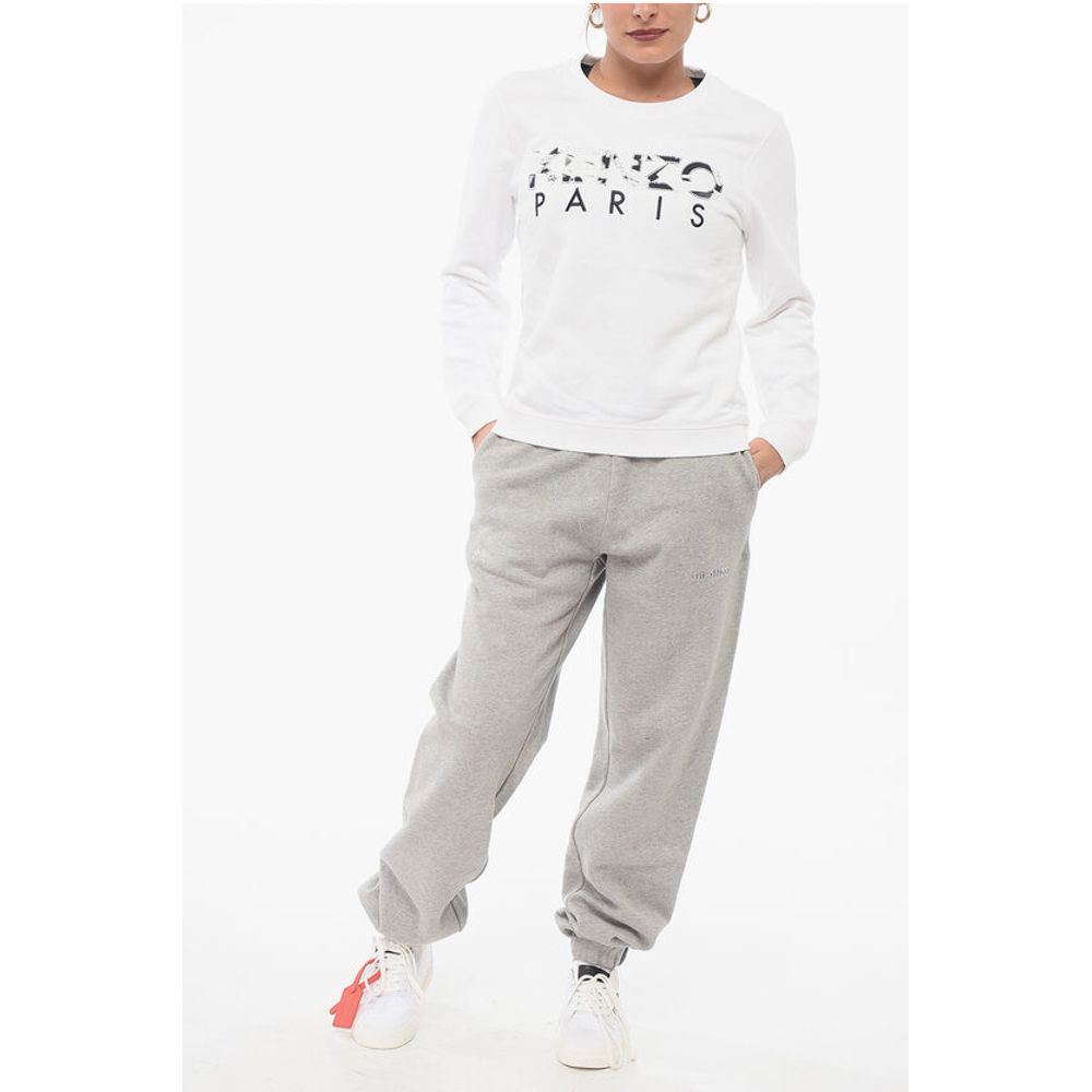 Crew Neck Cotton Sweatshirt with Embroidered Logo