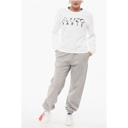 Crew Neck Cotton Sweatshirt with Embroidered Logo