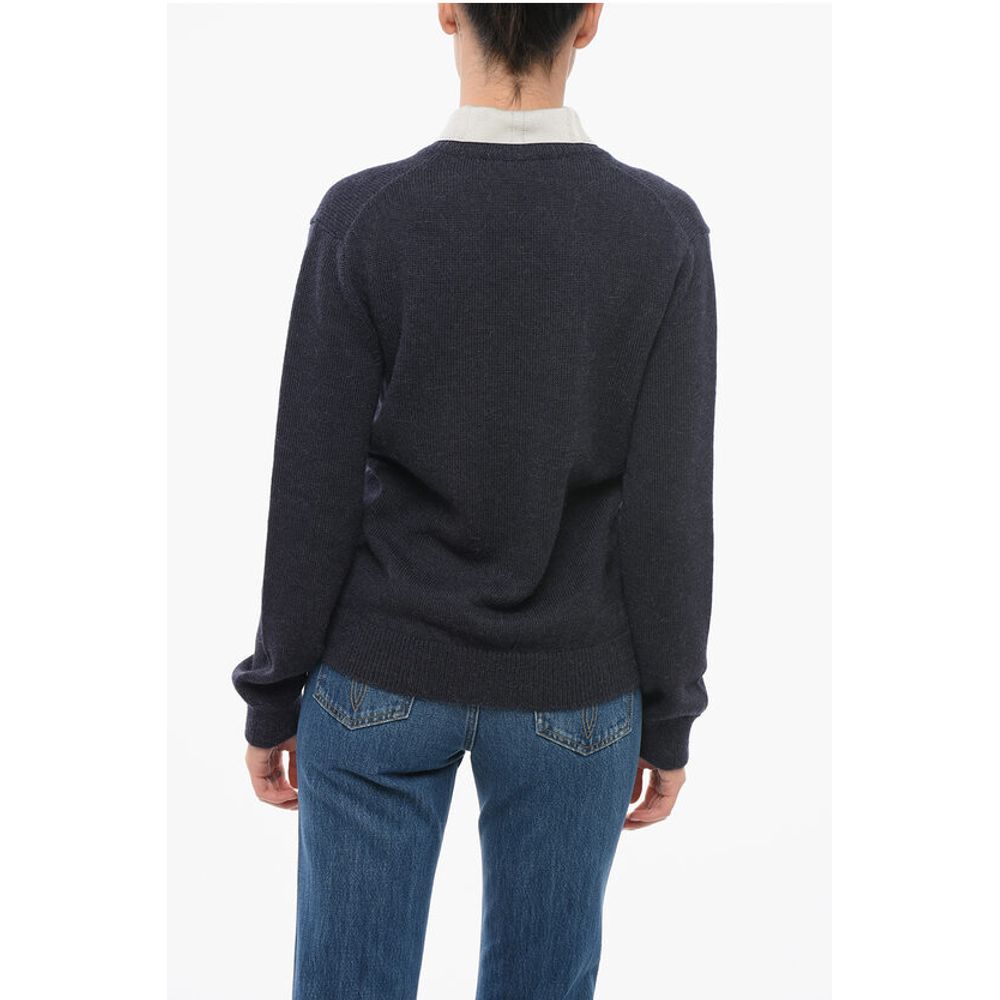 Double-layered Pullover with Polo Detail