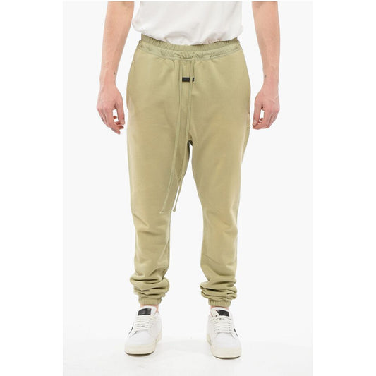 Fleeced Cotton Sweatpants with Nylon Detail