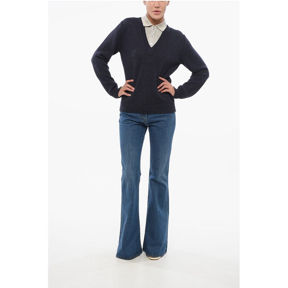 Double-layered Pullover with Polo Detail