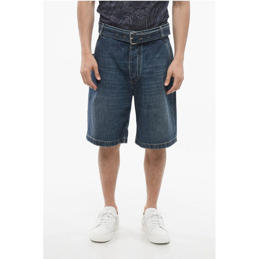 Mid Washed Denim Shorts with Belt
