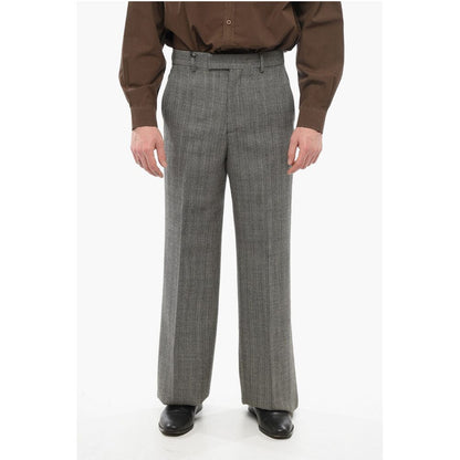 Herringbone Wool Pants with Hidden Closure