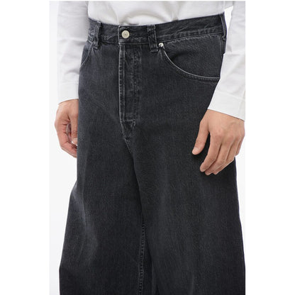 Stone Washed Wide Leg Denims with Fringed Bottom 34cm