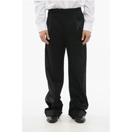 Satin and Wool Pants with Hidden Closure