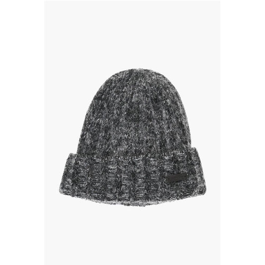 Wool Blend Beanie with Logo Patch