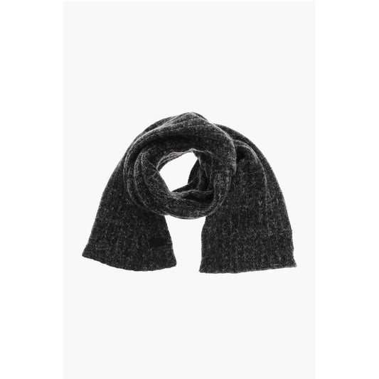 Wool Blend Scarf with Logo Patch
