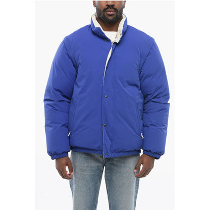 Nylon Down Jacket with Embroidered Logo and Removable Sleeve