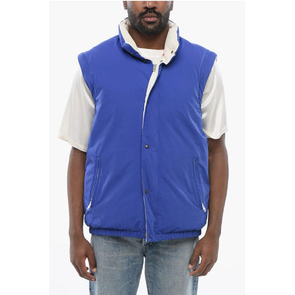 Nylon Down Jacket with Embroidered Logo and Removable Sleeve
