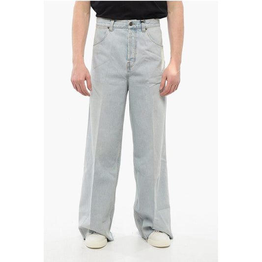 Light Wash Wide Leg Denims with Fringed Bottom 34cm