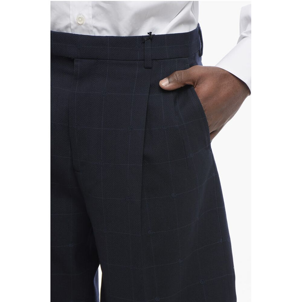 4-Pocketed Jacquard Wool Pants with Ton sur Ton Monogram Mot
