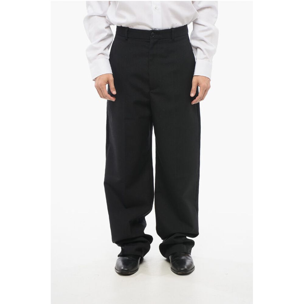 4-Pocketed Wool Pants with Side Satin Bands