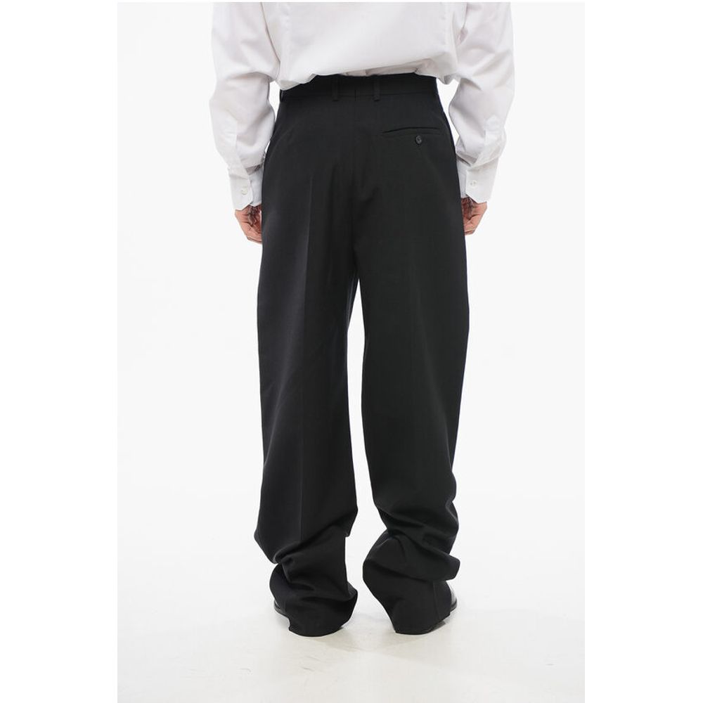 4-Pocketed Wool Pants with Side Satin Bands