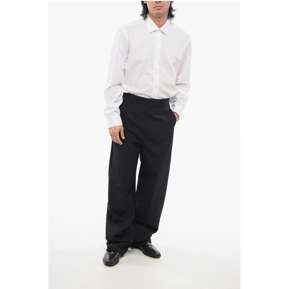 4-Pocketed Wool Pants with Side Satin Bands