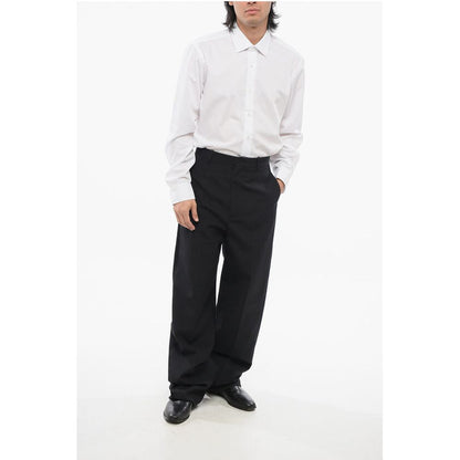 4-Pocketed Wool Pants with Side Satin Bands