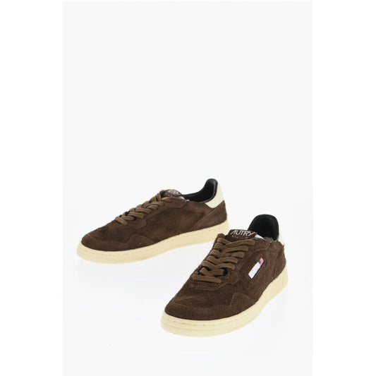 Fuzzy Suede Sneakers with Contrasting Logo