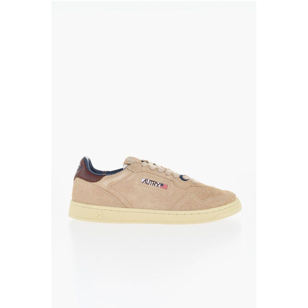 Suede Low Top Sneakers with Contrasting Detail