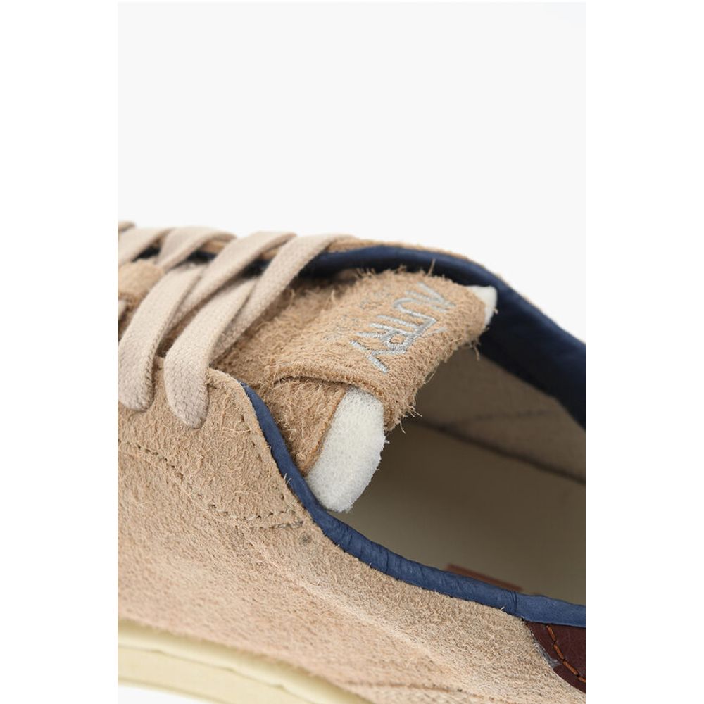 Suede Low Top Sneakers with Contrasting Detail