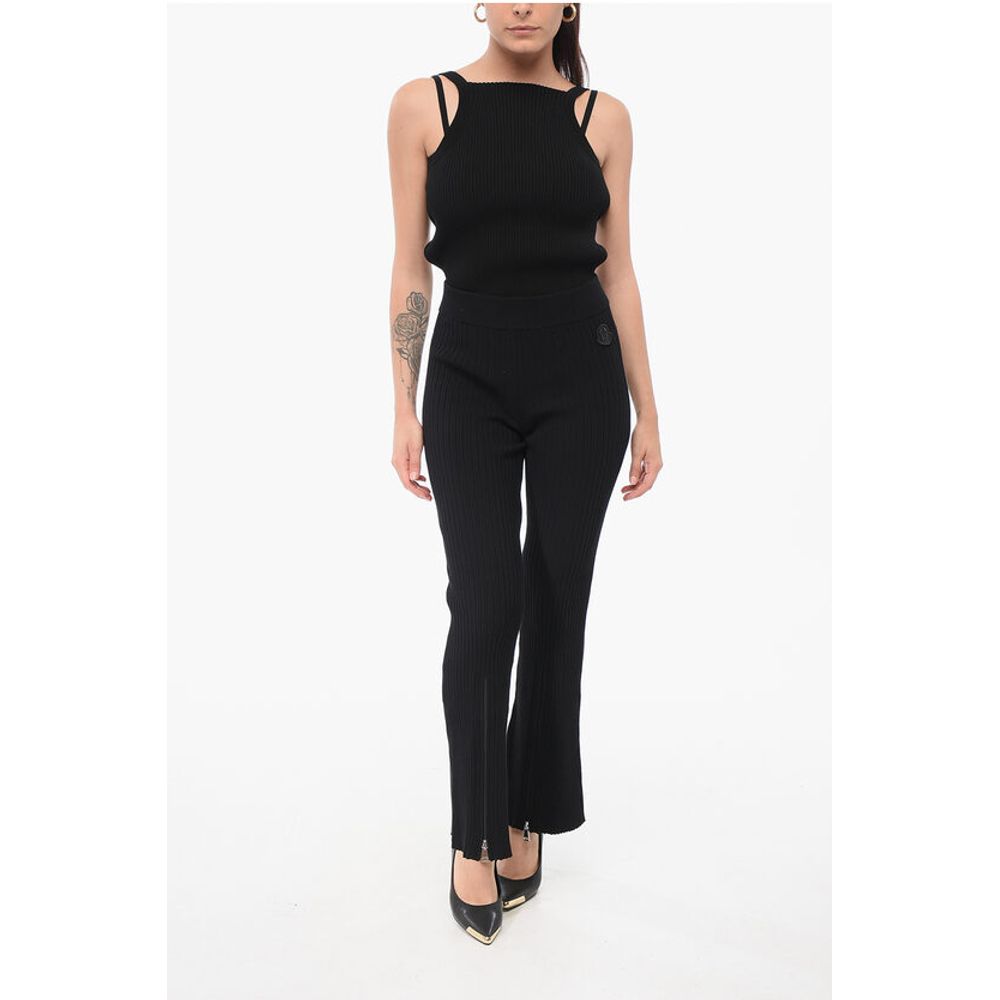 Ribbed Bootcut Leggings with Zipped Ankles