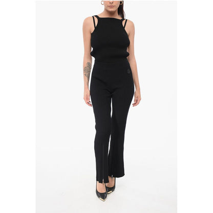 Ribbed Bootcut Leggings with Zipped Ankles