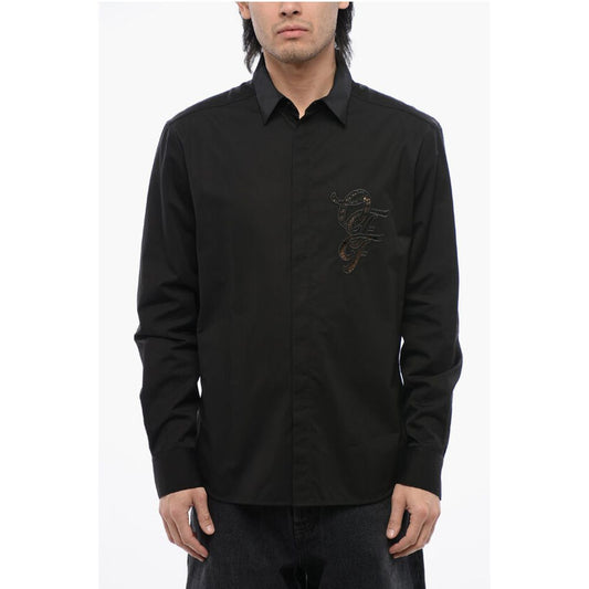 Cotton Poplin Shirt with Cut Out Details