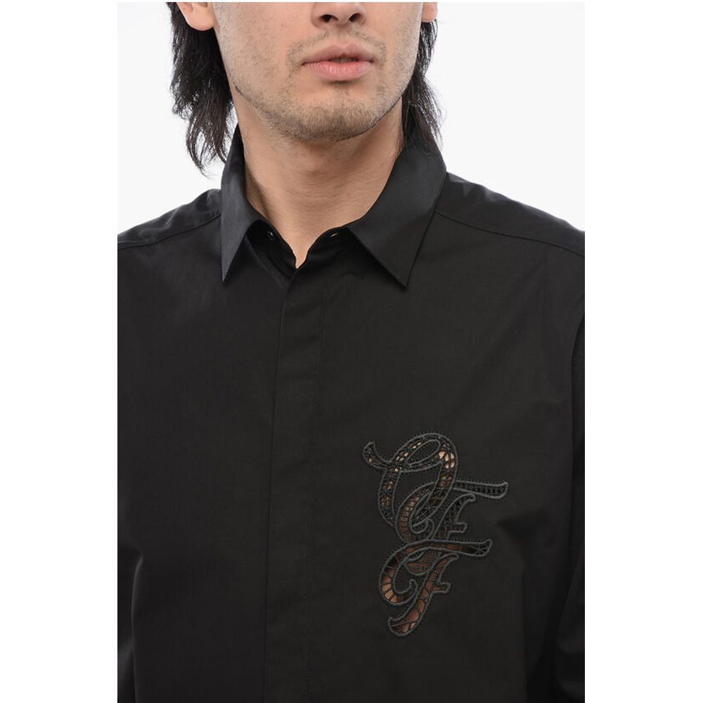 Cotton Poplin Shirt with Cut Out Details