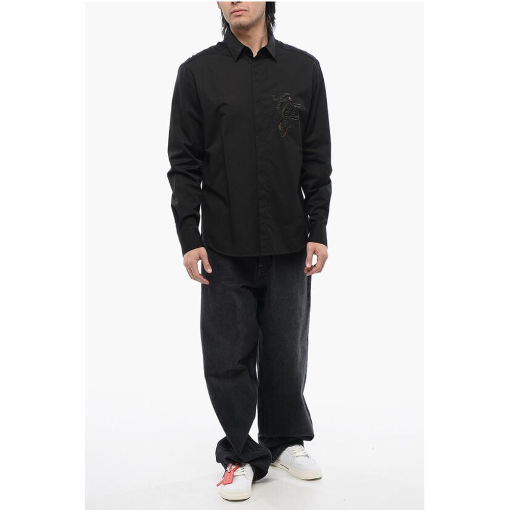 Cotton Poplin Shirt with Cut Out Details