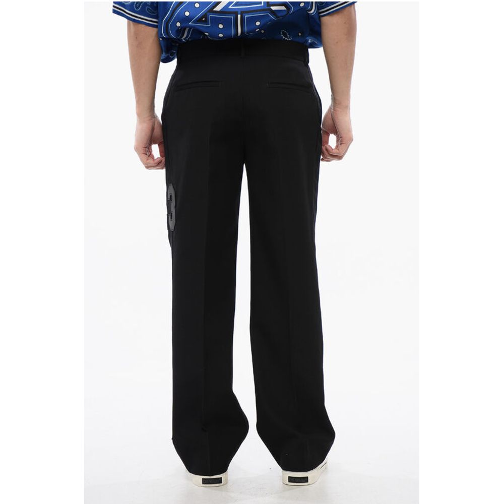 Virgin Wool Pants with 23 Embroidery