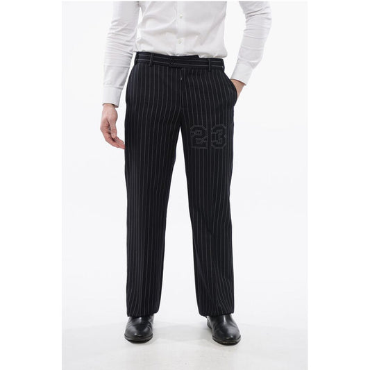 Pinstriped Wool Blend 23 Slim Fit Pants