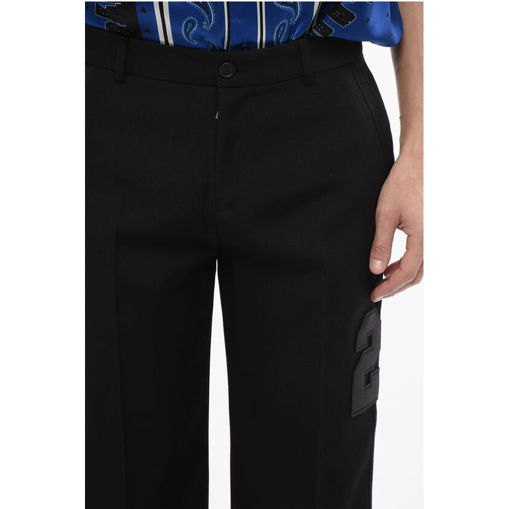 Virgin Wool Pants with 23 Embroidery