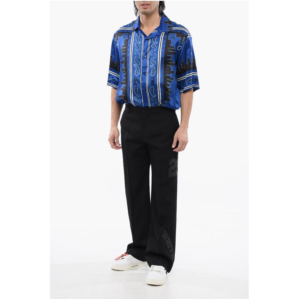 Virgin Wool Pants with 23 Embroidery