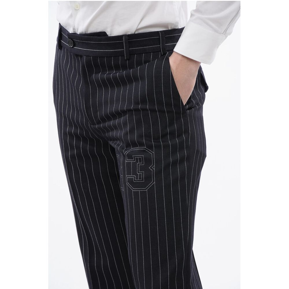 Pinstriped Wool Blend 23 Slim Fit Pants