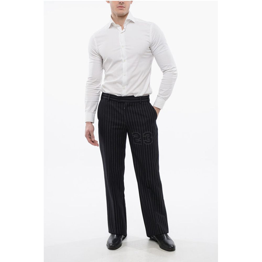 Pinstriped Wool Blend 23 Slim Fit Pants