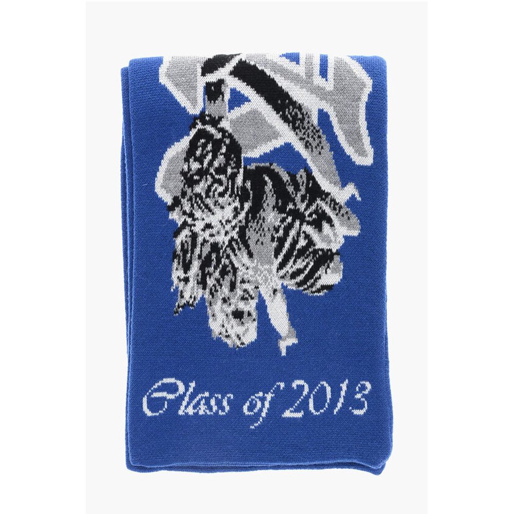 Virgin Wool Scarf With Contrast Embroidery Logo