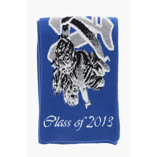 Virgin Wool Scarf With Contrast Embroidery Logo