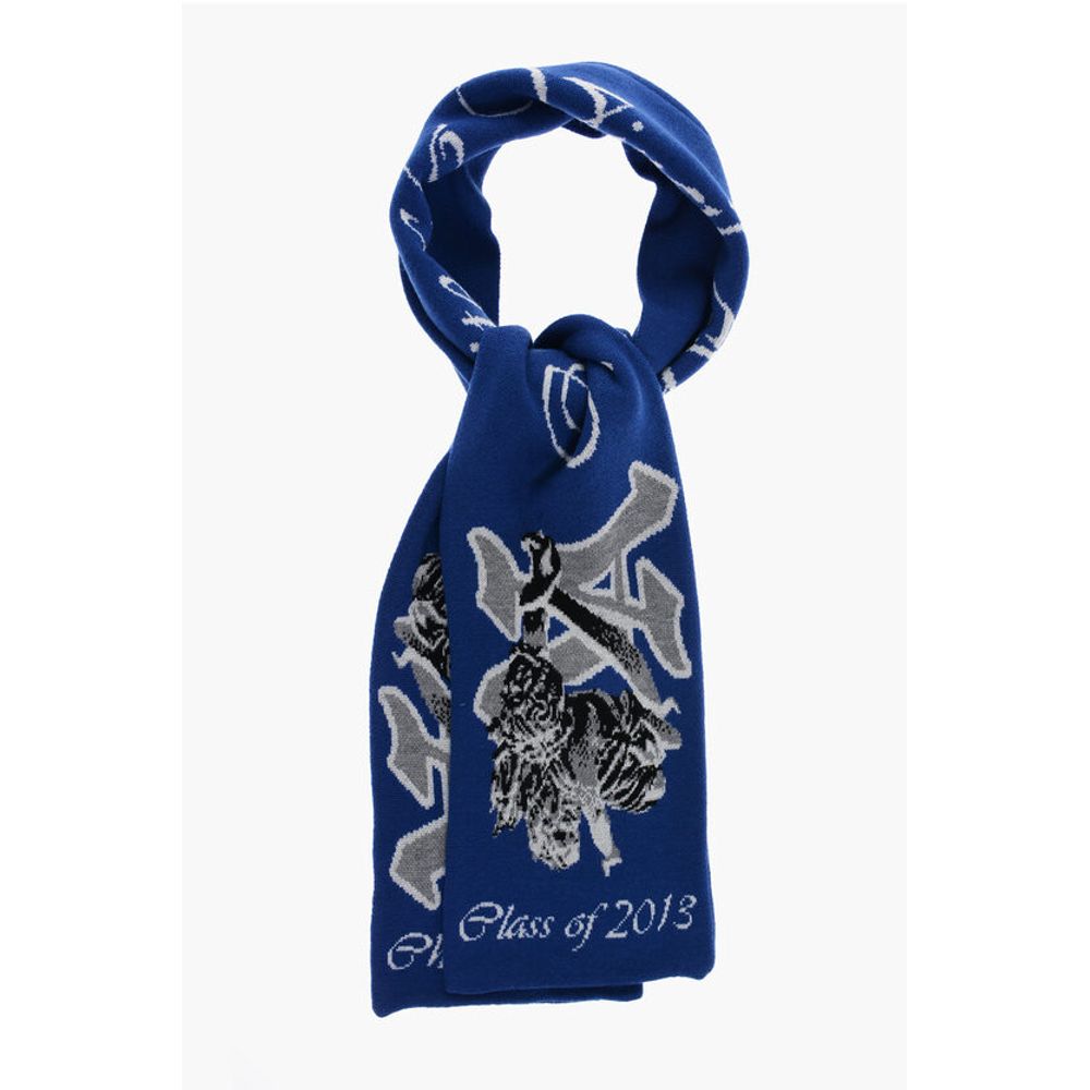 Virgin Wool Scarf With Contrast Embroidery Logo