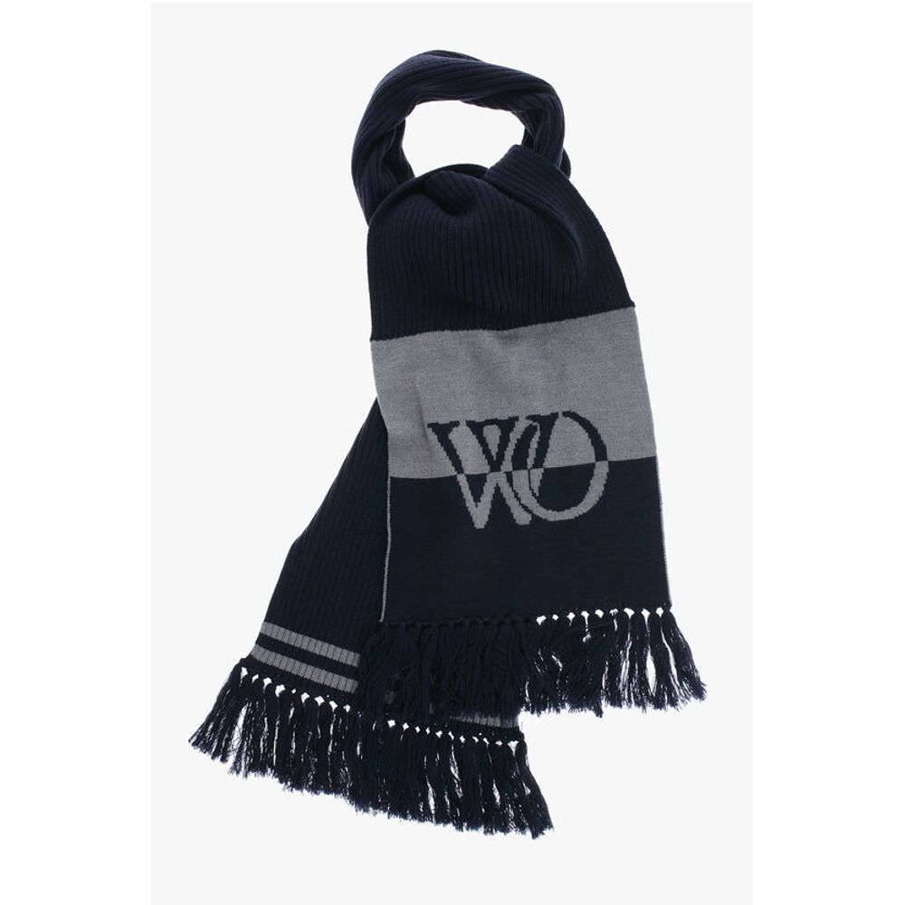 Two-Tone Virgin Wool Scarf with Fringes