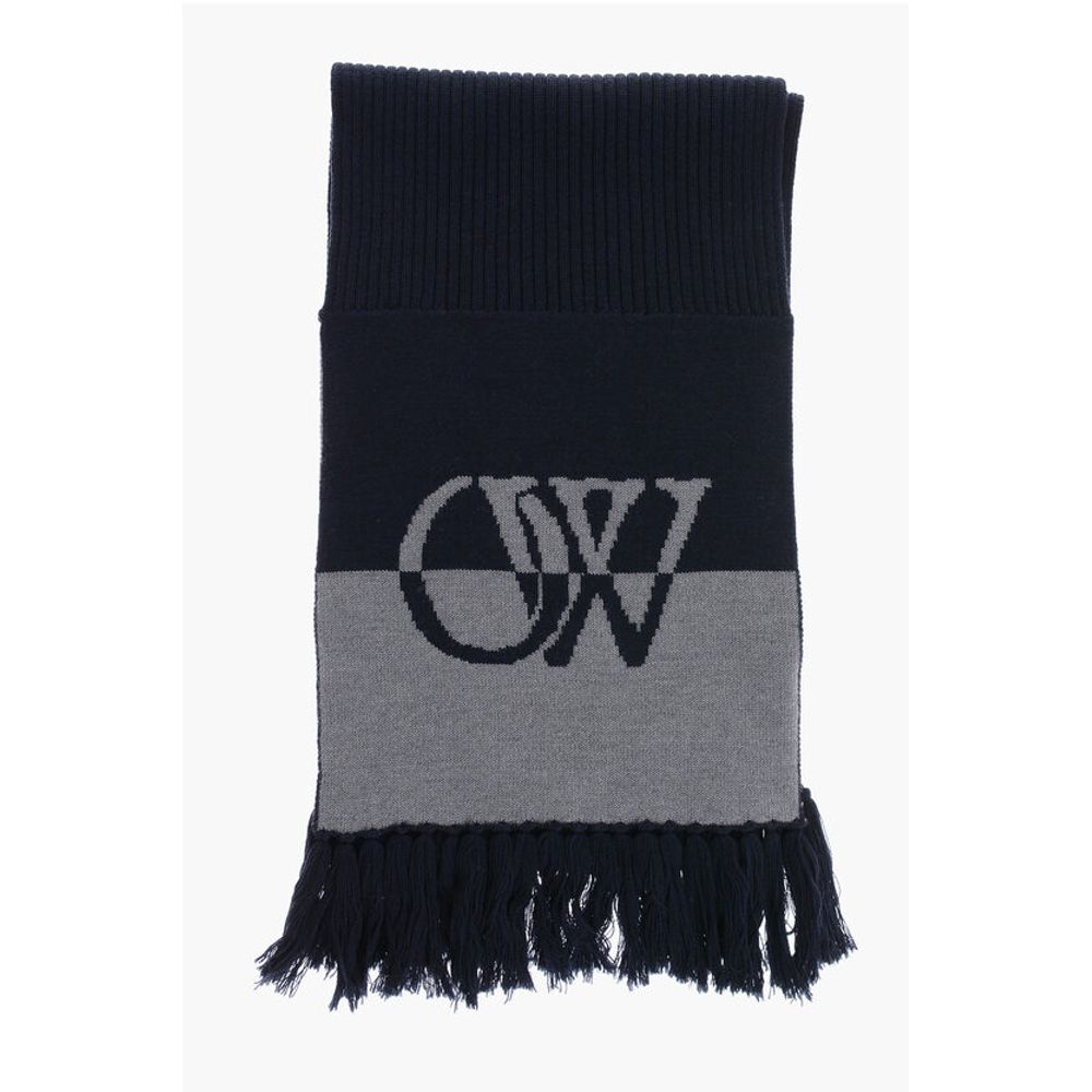 Two-Tone Virgin Wool Scarf with Fringes