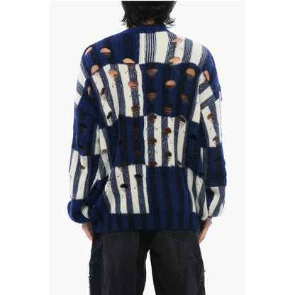 Distressed Effect SHIBORI Tartan Crewneck Sweater