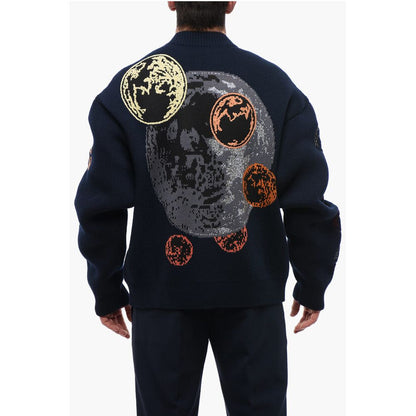 Embroidered MOON PHASE Wool Blend Cardigan