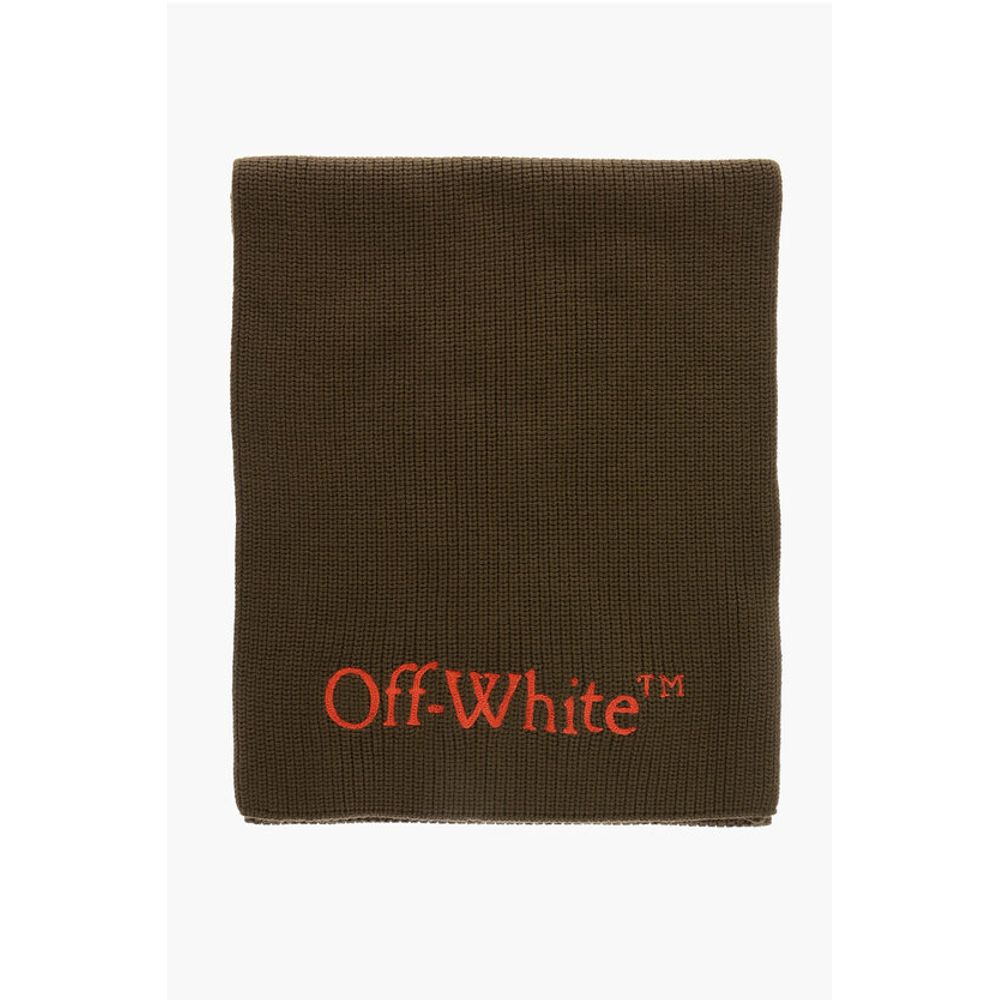 Virgin Wool Scarf With Contrast Embroidery Logo