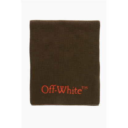 Virgin Wool Scarf With Contrast Embroidery Logo