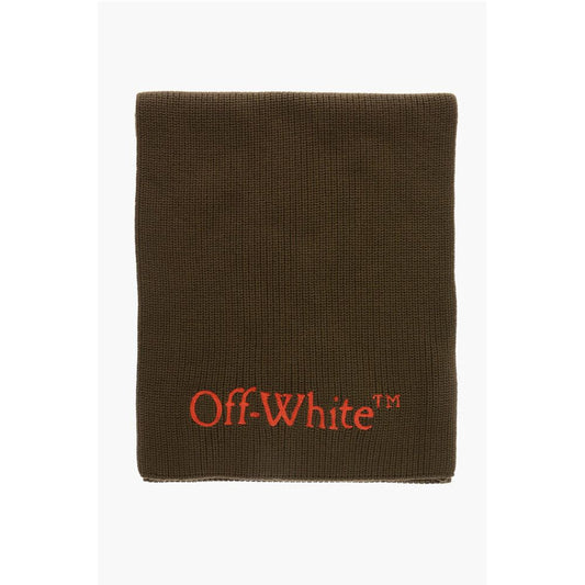 Virgin Wool Scarf With Contrast Embroidery Logo