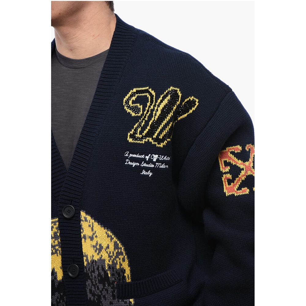 Embroidered MOON PHASE Wool Blend Cardigan