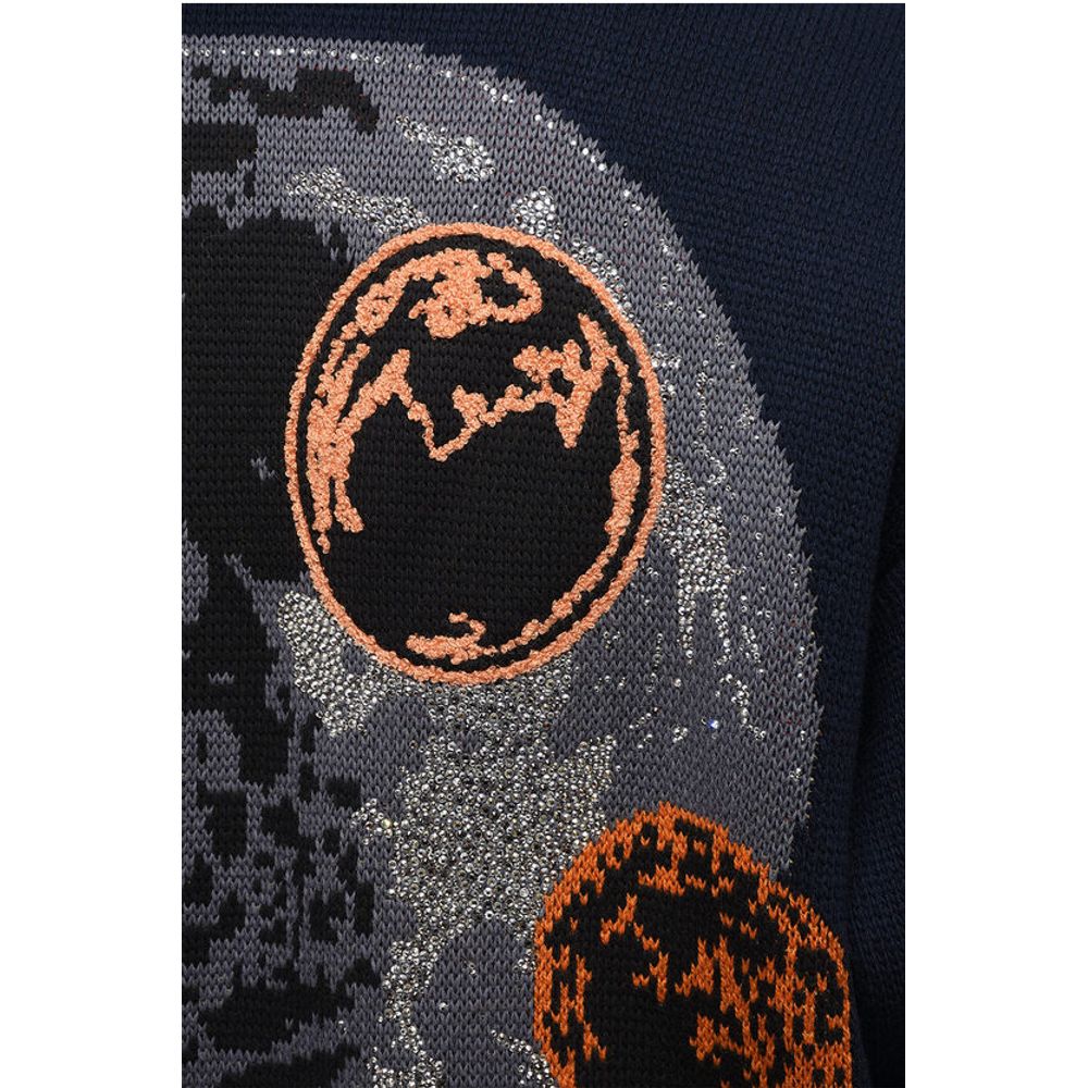 Embroidered MOON PHASE Wool Blend Cardigan