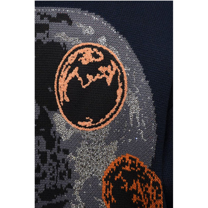 Embroidered MOON PHASE Wool Blend Cardigan